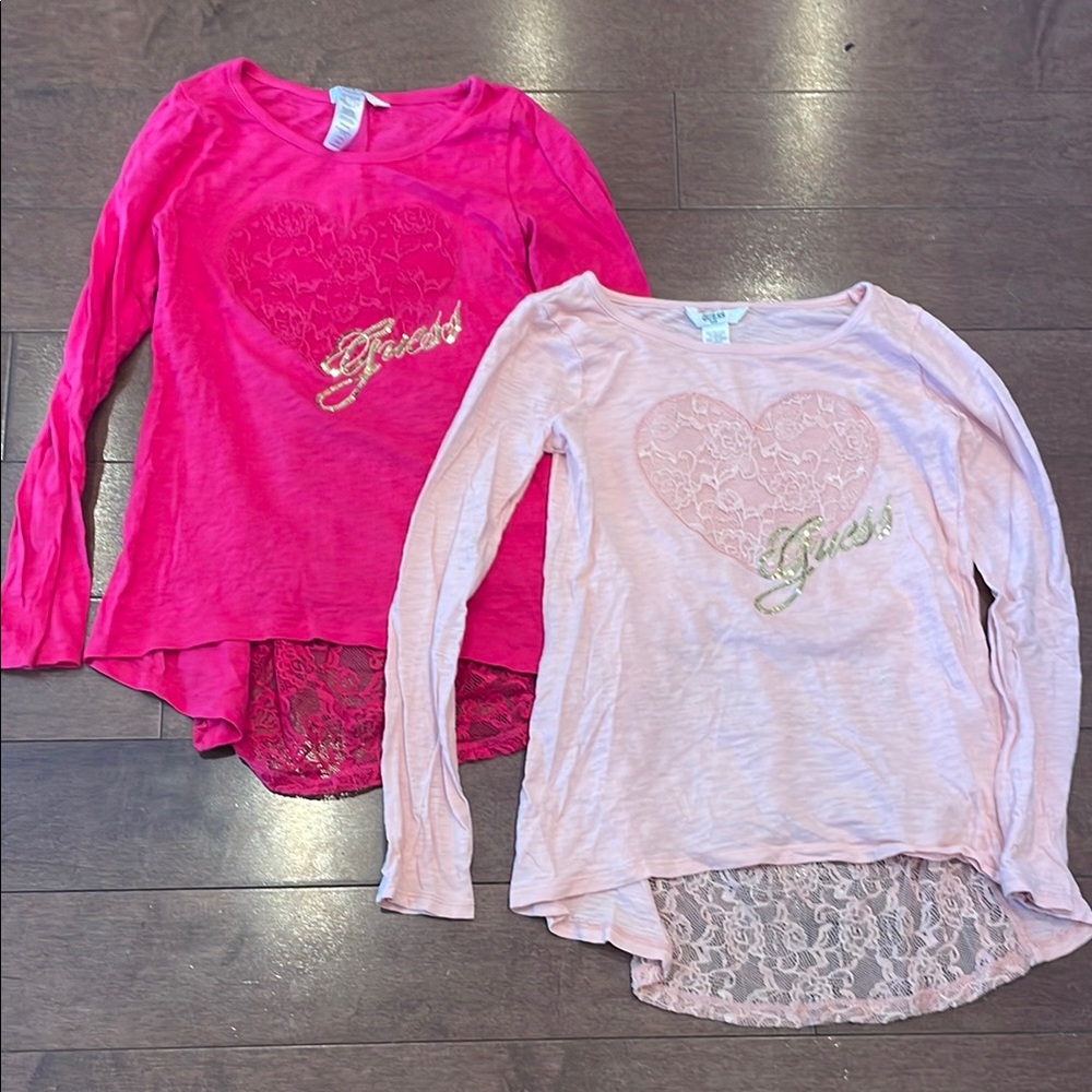 Guess Pink and Peach Long Sleeve Tees